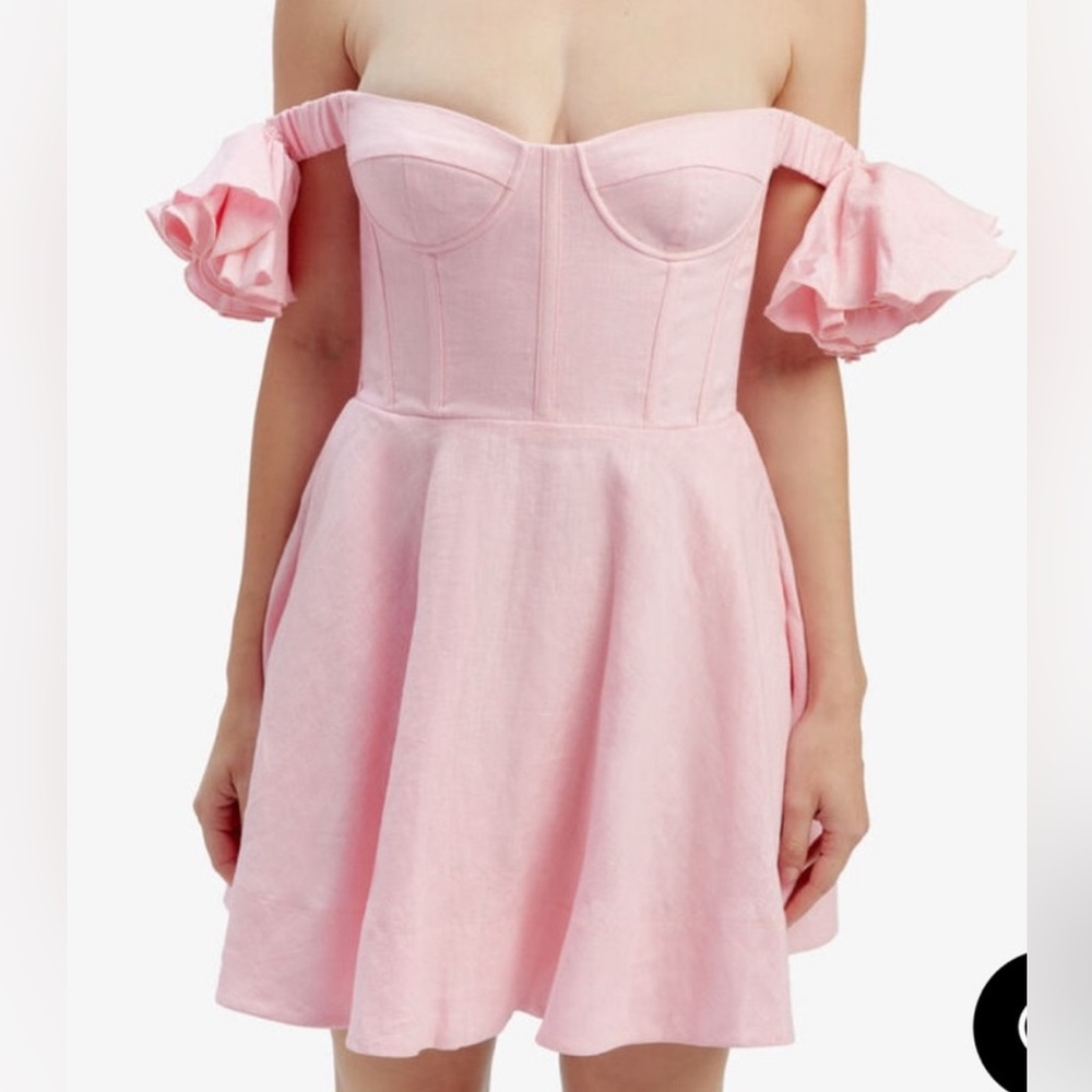 Bardot Sigma Pink Off-Shoulder Fit and Flare Dress